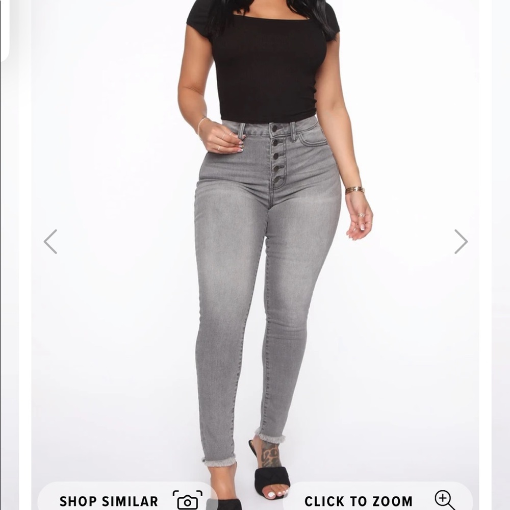 GREY SKINNY JEANS FASHION NOVA